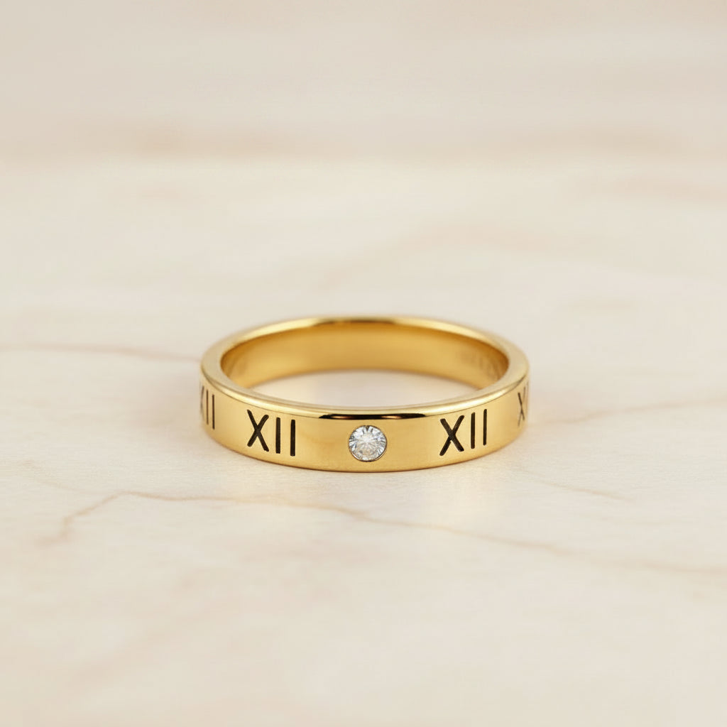 Bague Lumëa Chiffres Romains - Cristal & Acier