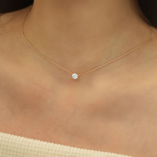 Collier Lumëa Solitaire - Pierre Brillante Plaquée Or
