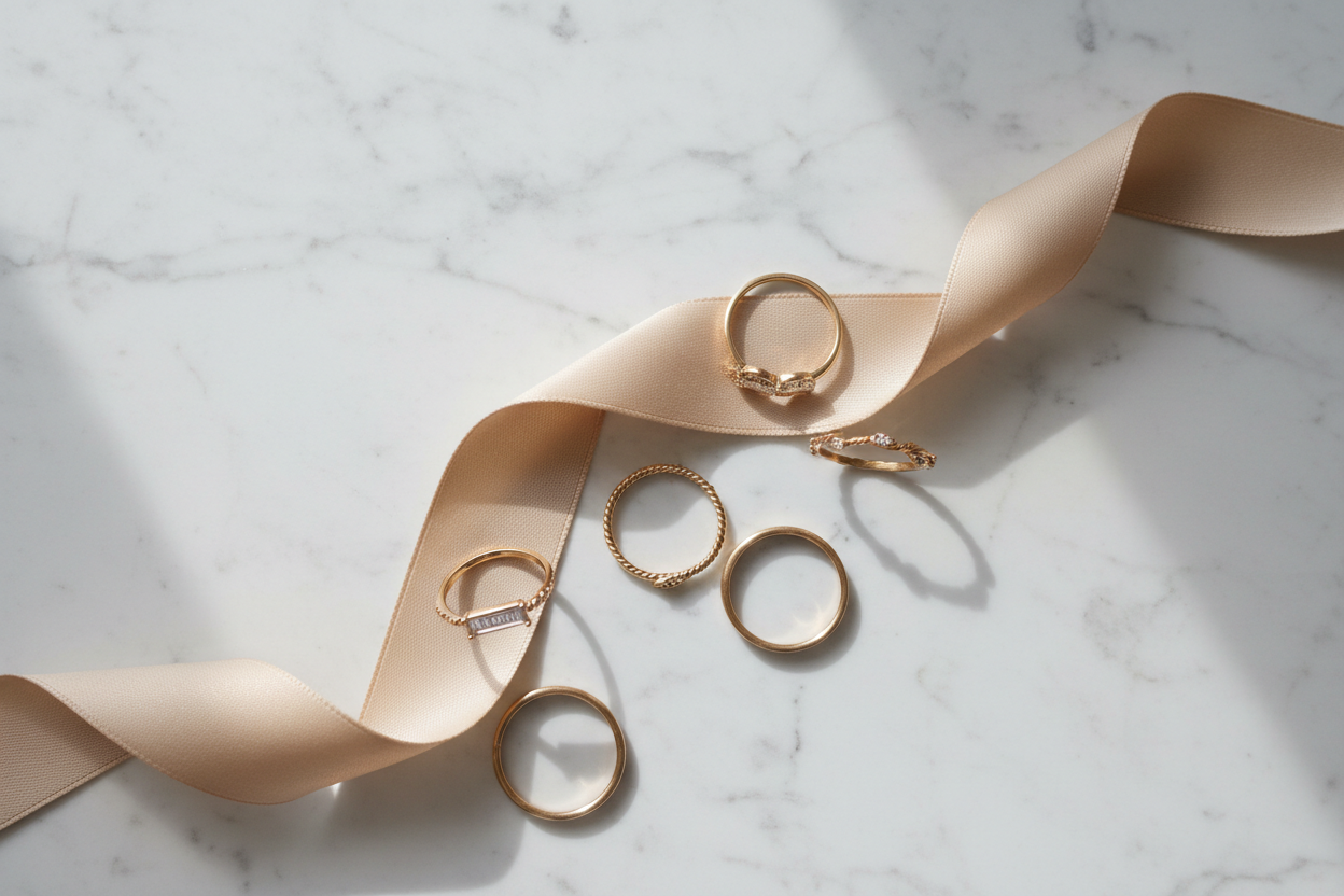 Bagues - Flat lay marbre