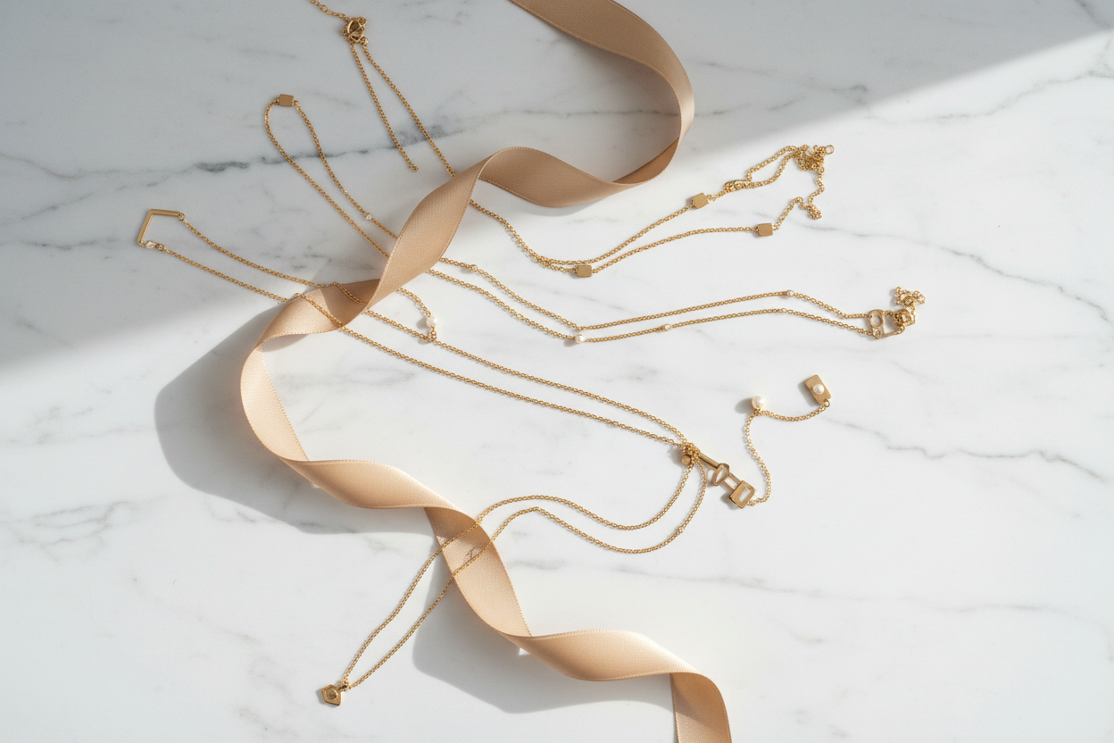 Colliers - Flat lay marbre