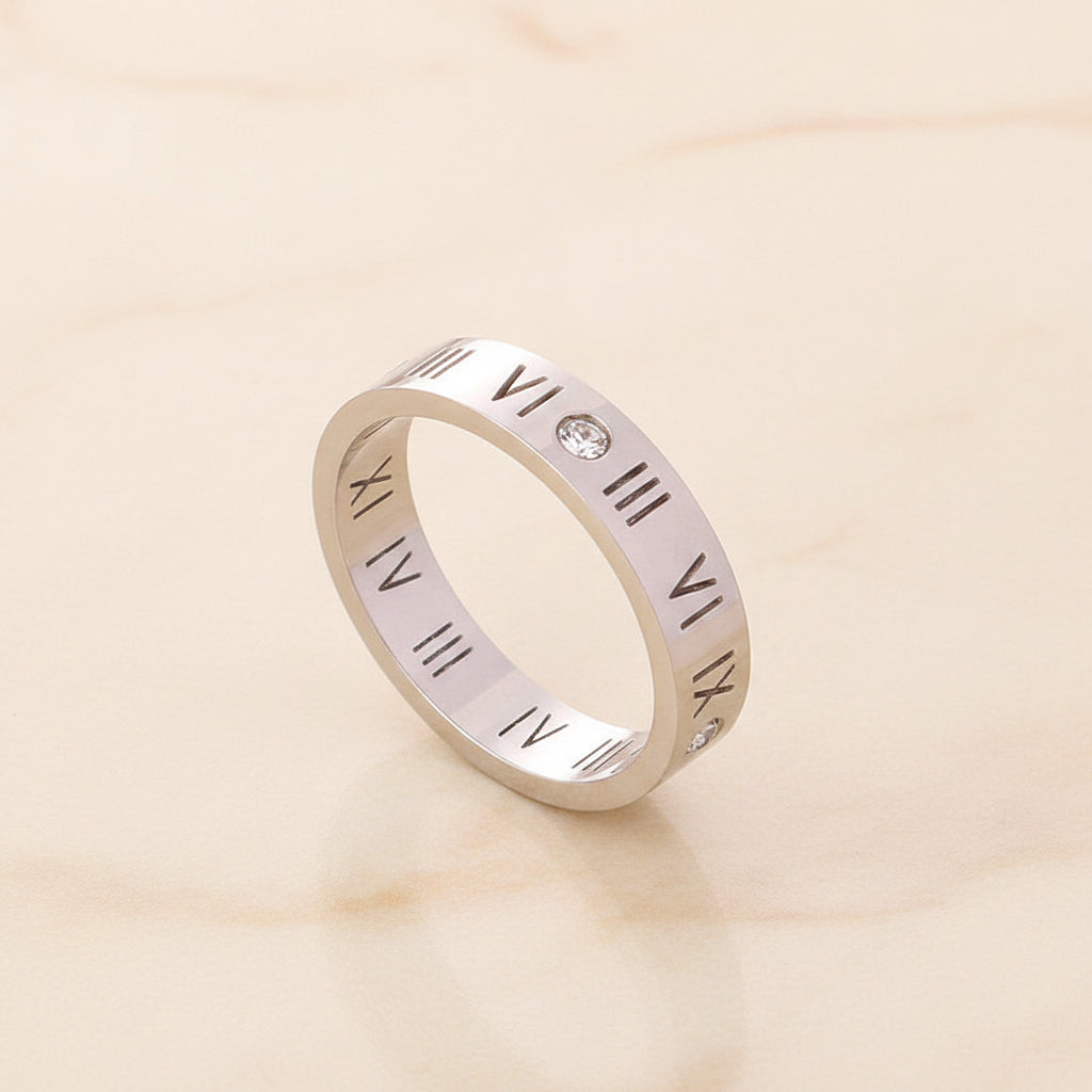 Bague Lumëa Chiffres Romains - Cristal & Acier