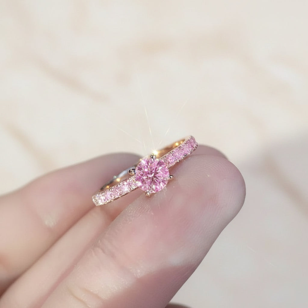 Bague Lumëa Ovale Rosé - Zircon Rose Plaqué Argent