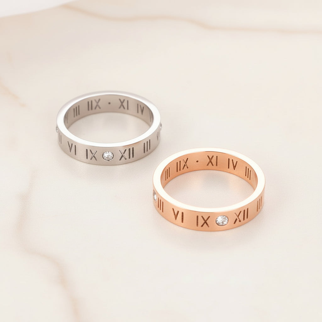 Bague Lumëa Chiffres Romains - Cristal & Acier
