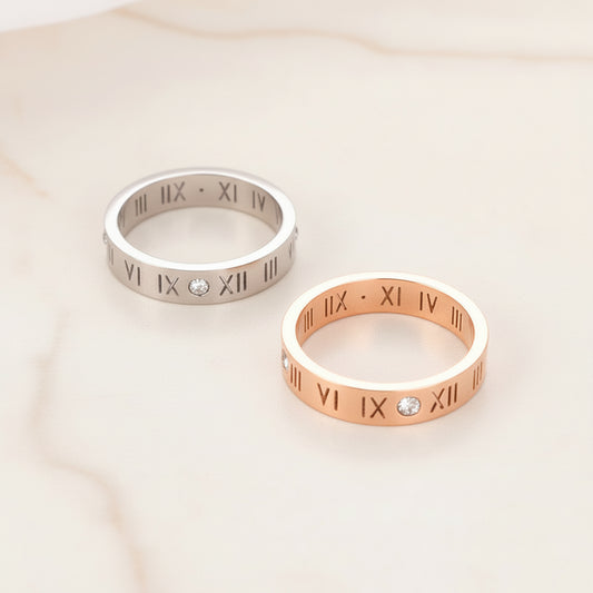 Bague Lumëa Chiffres Romains - Cristal & Acier