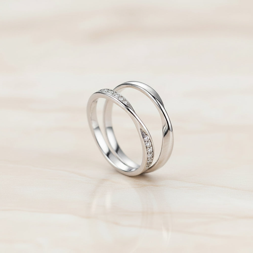 Bague Lumëa Möbius Couple - Anneau Ajustable Acier