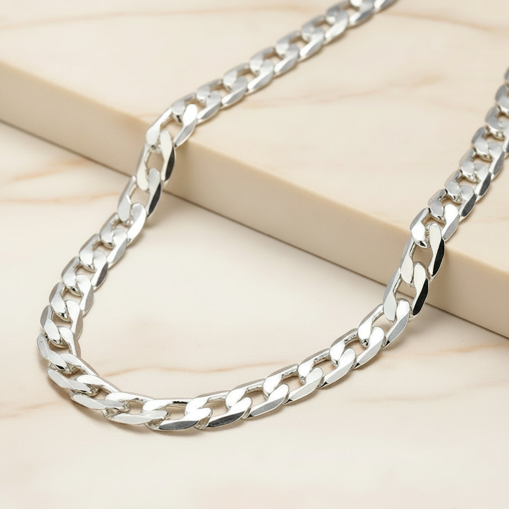 Chaîne Lumëa Cubaine - Maille Cubaine Plaquée Argent