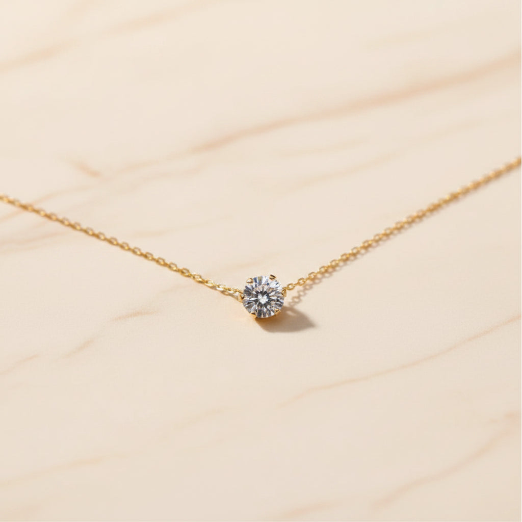 Collier Lumëa Solitaire - Pierre Brillante Plaquée Or