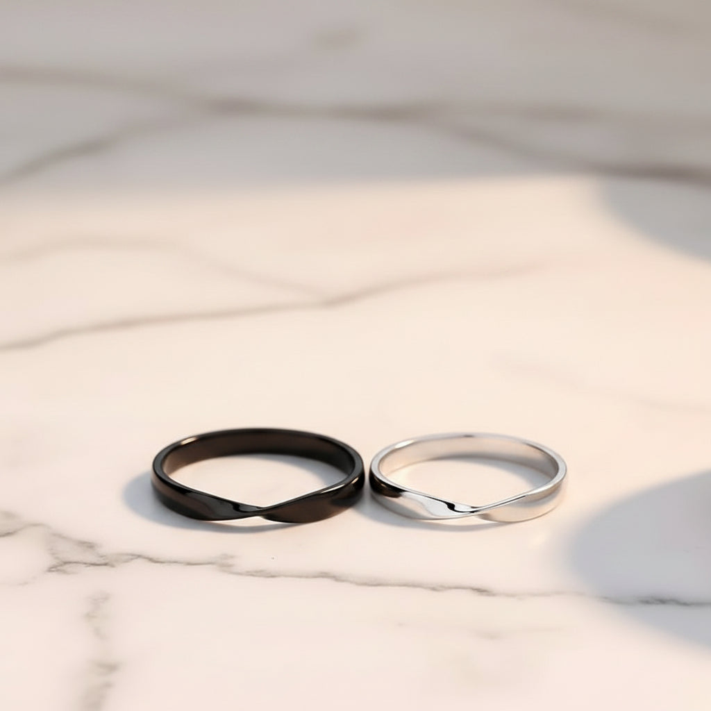 Bague Lumëa Möbius Couple - Anneau Ajustable Acier