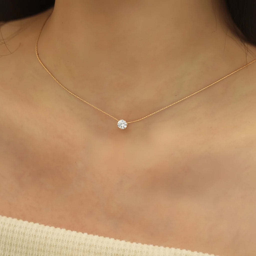 Collier Lumëa Solitaire - Pierre Brillante Plaquée Or
