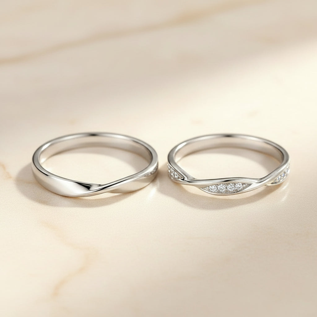 Bague Lumëa Möbius Couple - Anneau Ajustable Acier